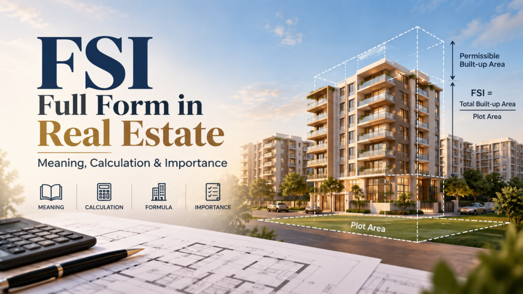 FSI full form in real estate showing floor space index calculation for a building